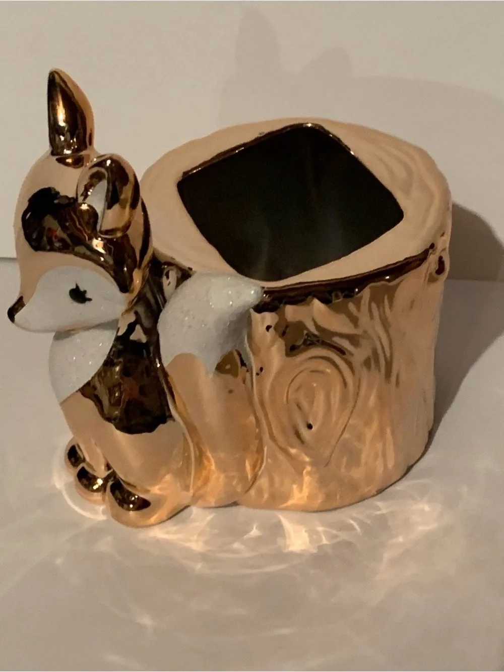 BATH & BODY WORKS ROSE GOLD FOX TREE STUMP SOAP HOLDER FALL DECOR NWT